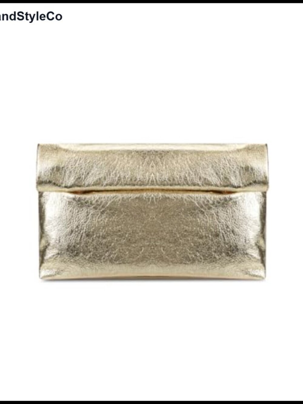 Metallic Crinkled Faux Leather Foldover Clutch Envelope Evening Bag Purse